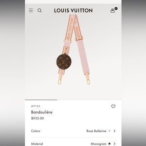 Louis Vuitton Multi Pochette Pink Strap / Bandouliere NWOT *STRAP ONLY